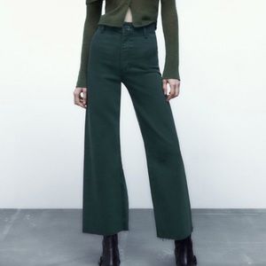 Dark Green Zara Marine Pant High Waisted
